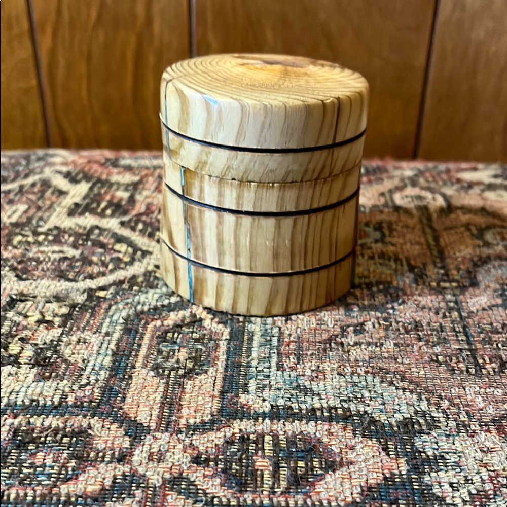 Wooden Stash Box with Blue Accents